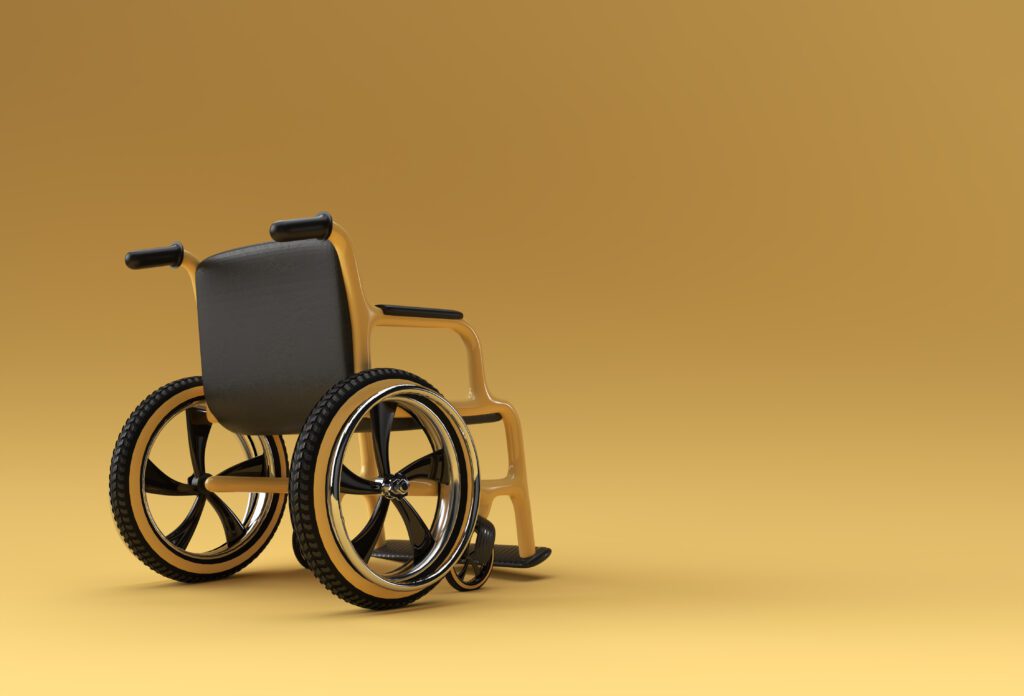 Wheelchair Isolated. 3D Rendering Illustration.